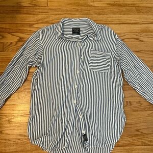Blue and white stripped button shirt